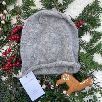 Grey Flat Knit Alpaca Wool Beanie